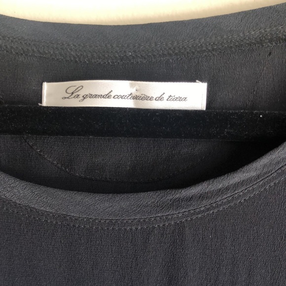 Paris silk graffiti hand script short sleeve blouse - size S (EU 38) - Picture 4 of 7